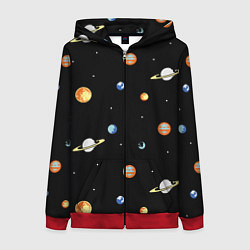 Женская толстовка на молнии Планеты в космосе