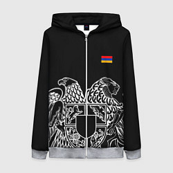 Женская толстовка на молнии Герб Армении и флаг