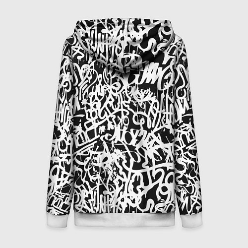 Женская толстовка на молнии Graffiti white on black / 3D-Белый – фото 2