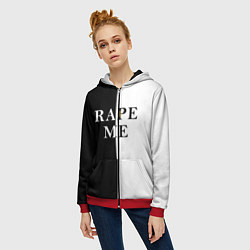 Толстовка на молнии женская Rape Me Kurt Cobain спина Z, цвет: 3D-красный — фото 2