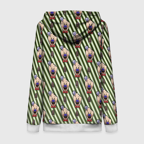 Женская толстовка на молнии ICE SCREAM зеленый паттерн / 3D-Белый – фото 2