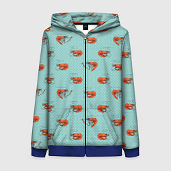 Женская толстовка на молнии Креветки паттерн