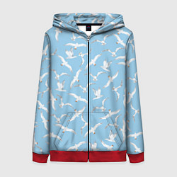 Женская толстовка на молнии Чайки в небе паттерн