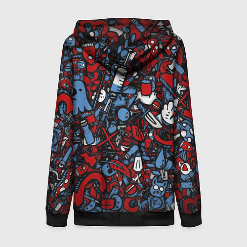 Женская толстовка на молнии RedBlue stikers / 3D-Черный – фото 2