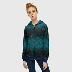 Толстовка на молнии женская Черно-синие блестки, цвет: 3D-синий — фото 2