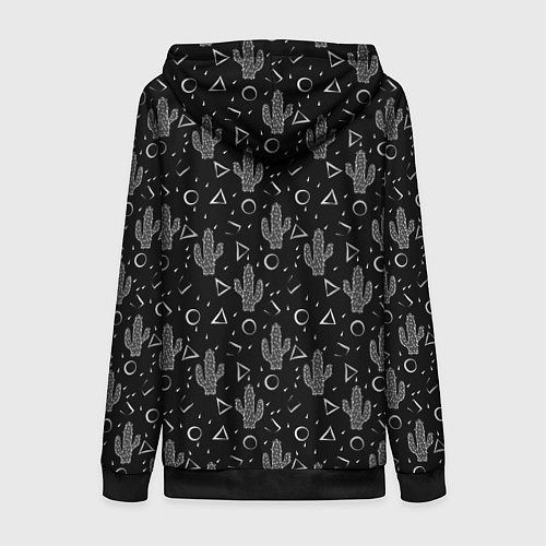 Женская толстовка на молнии Черно белые кактусы / 3D-Черный – фото 2