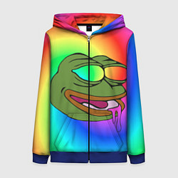 Толстовка на молнии женская Pepe rainbow, цвет: 3D-синий