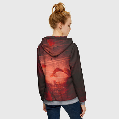 Женская толстовка на молнии Кадзуха в кленовых листьях / 3D-Меланж – фото 4