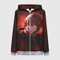 Толстовка на молнии женская Кадзуха в кленовых листьях, цвет: 3D-меланж