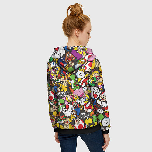 Женская толстовка на молнии Mario ALLSTARS / 3D-Черный – фото 4