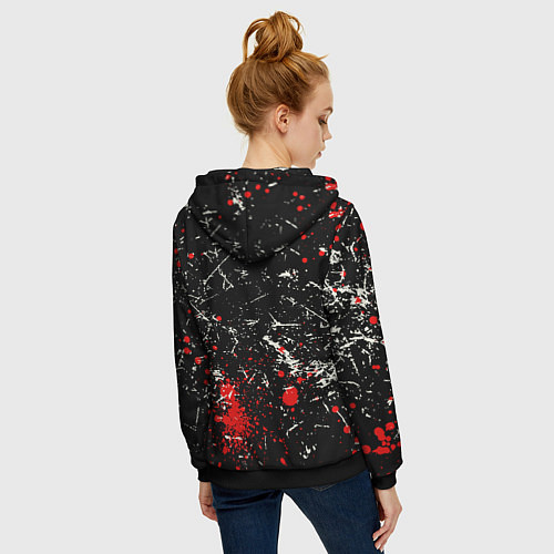 Женская толстовка на молнии Красный Японский Самурай Samurai / 3D-Черный – фото 4