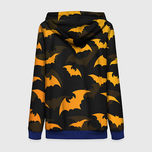 Женская толстовка на молнии ЛЕТУЧИЕ МЫШИ НОЧЬ ХЕЛЛОУИН HALLOWEEN NIGHT BATS / 3D-Синий – фото 2