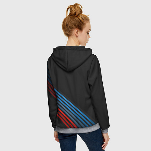 Женская толстовка на молнии BMW STRIPE / 3D-Меланж – фото 4