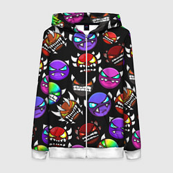 Толстовка на молнии женская Geometry Dash: Demons Squad, цвет: 3D-белый