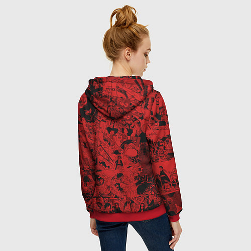 Женская толстовка на молнии Ророноа Зоро, One Piece / 3D-Красный – фото 4