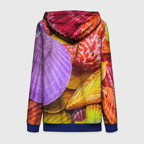 Женская толстовка на молнии Разноцветные ракушки multicolored seashells / 3D-Синий – фото 2