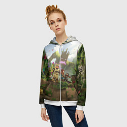 Толстовка на молнии женская МАЙНКРАФТ ГЕРОИ ПРОТИВ ЗЛА, цвет: 3D-белый — фото 2