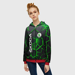 Толстовка на молнии женская 3D плиты с подсветкой Шкода, цвет: 3D-красный — фото 2