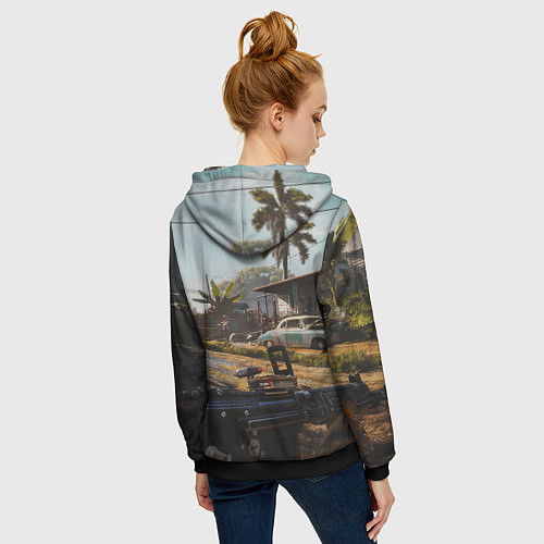 Женская толстовка на молнии Far Cry 6 game art / 3D-Черный – фото 4