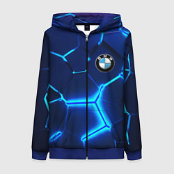 Толстовка на молнии женская BMW LOGO 3Д ПЛИТЫ ГЕОМЕТРИЯ, цвет: 3D-синий