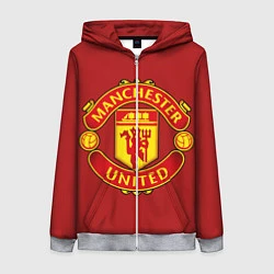 Толстовка на молнии женская Manchester United F C, цвет: 3D-меланж