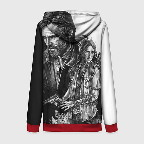 Женская толстовка на молнии THE LAST OF US ЧЁРНО БЕЛЫЙ / 3D-Красный – фото 2