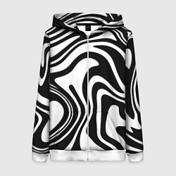 Толстовка на молнии женская Черно-белые полосы Black and white stripes, цвет: 3D-белый