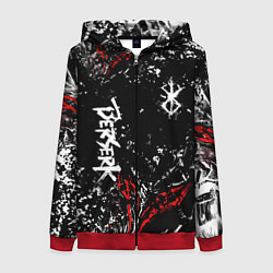 Толстовка на молнии женская Берсерк Черная маска, цвет: 3D-красный