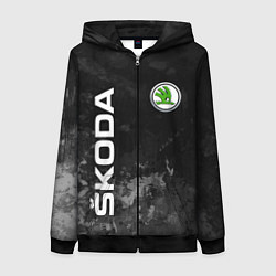 Толстовка на молнии женская SKODA АВТО, цвет: 3D-черный