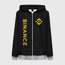 Толстовка на молнии женская БИНАНС ЛОГО КАРБОН BINANCE LOGO, цвет: 3D-меланж