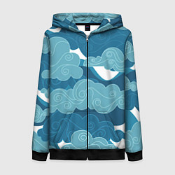 Толстовка на молнии женская Облака Греции, цвет: 3D-черный