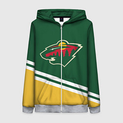 Толстовка на молнии женская Minnesota Wild NHL, цвет: 3D-меланж