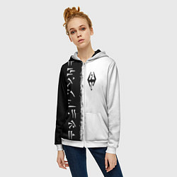 Толстовка на молнии женская THE ELDER SCROLLS SKYRIM FUS RO DAH ЧЁРНО БЕЛЫЙ, цвет: 3D-белый — фото 2