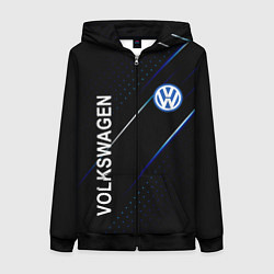 Толстовка на молнии женская Volkswagen, sport style, цвет: 3D-черный