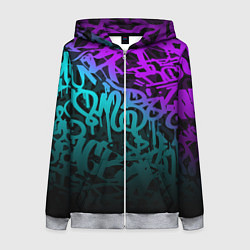 Женская толстовка на молнии НЕОНОВОЕ ГРАФФИТИ NEON