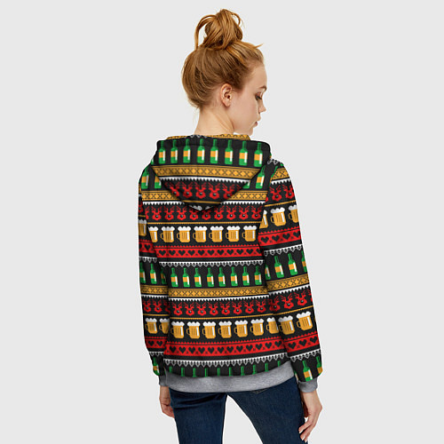 Женская толстовка на молнии Пивной свитер / 3D-Меланж – фото 4