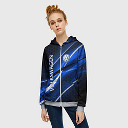 Толстовка на молнии женская VOLKSWAGEN LOGO SPORT, цвет: 3D-меланж — фото 2
