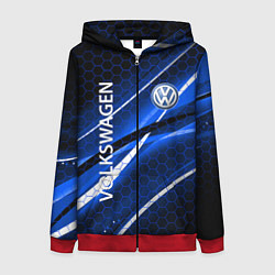 Толстовка на молнии женская VOLKSWAGEN LOGO SPORT, цвет: 3D-красный