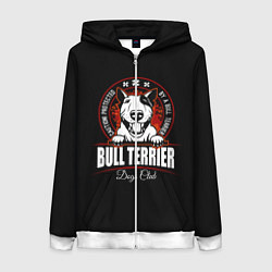 Толстовка на молнии женская Бультерьер Bull Terrier, цвет: 3D-белый