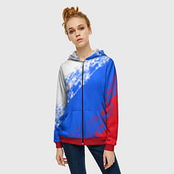 Толстовка на молнии женская Флаг РФ триколор, цвет: 3D-красный — фото 2