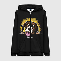 Толстовка на молнии женская Бигль Beagle, цвет: 3D-черный