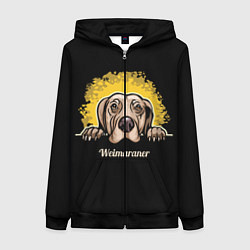 Толстовка на молнии женская Веймаранер Weimaraner, цвет: 3D-черный
