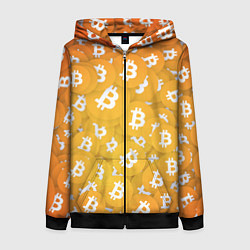 Толстовка на молнии женская Биткоин текстура, цвет: 3D-черный