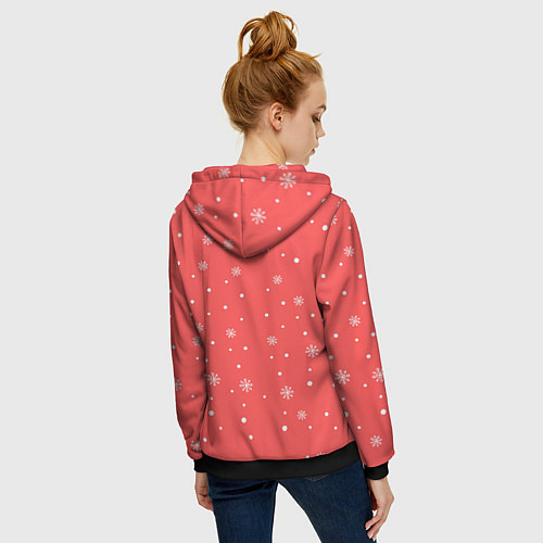 Женская толстовка на молнии Лама Новый год / 3D-Черный – фото 4