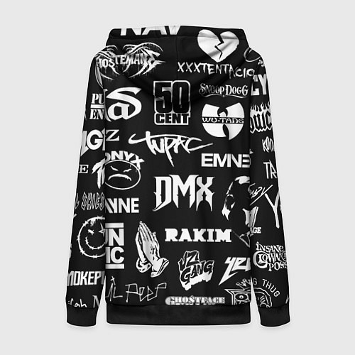 Женская толстовка на молнии RAP & HIP HOP LOGOS / 3D-Черный – фото 2