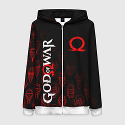 Толстовка на молнии женская GOD OF WAR HEROES ГЕРОИ, цвет: 3D-белый