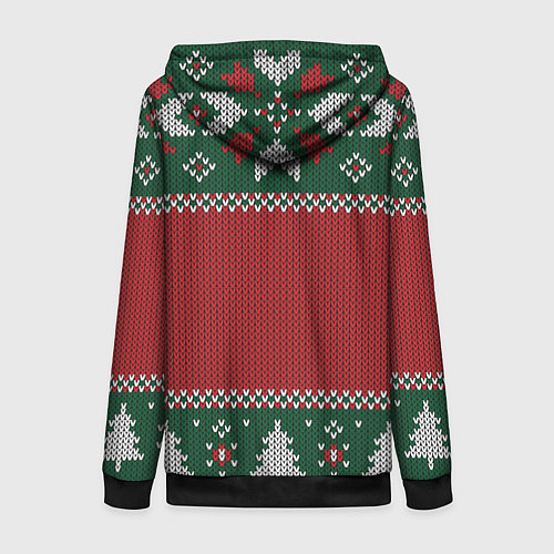 Женская толстовка на молнии Knitted Christmas Pattern / 3D-Черный – фото 2