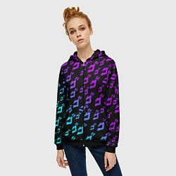 Толстовка на молнии женская JOJOS BIZARRE ADVENTURE NEON PATTERN НЕОН УЗОР, цвет: 3D-черный — фото 2