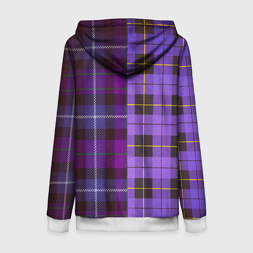 Женская толстовка на молнии Purple Checkered / 3D-Белый – фото 2