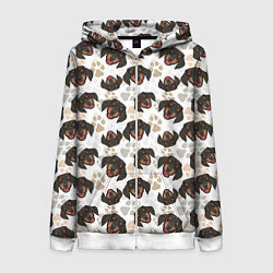 Толстовка на молнии женская Такса Dachshund Dog, цвет: 3D-белый
